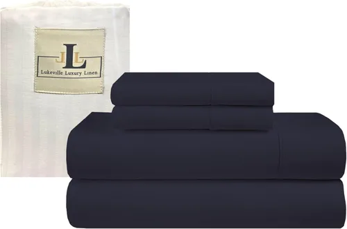 Vista 9 de Lukeville Luxury Linen Sábanas para cama individual XL, juego de sábanas de 100% algodón más suave, 4 piezas, 500 hilos, cómodas, transpirables