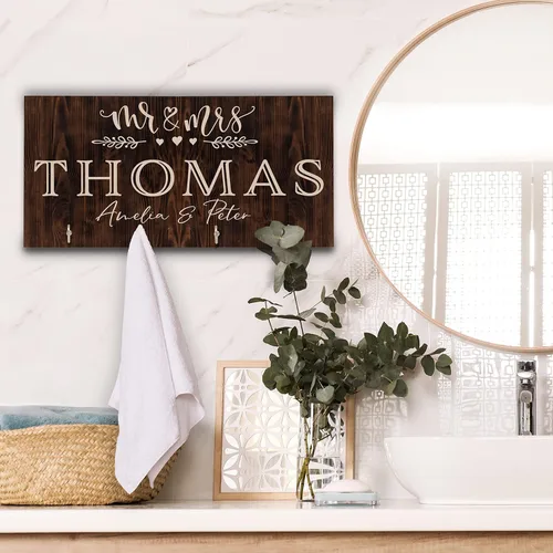 Vista 4 de Ganchos de madera personalizados para llaves de pared, regalo de madera personalizado para inauguración de la casa C5