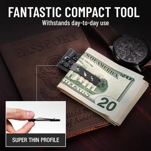 Vista 6 de Cuchillo de bolsillo Grand Way - 6 cm de hoja plegable afilada con clip para dinero - Cuchillo pequeño único con hoja de dragón grabada - Soporte