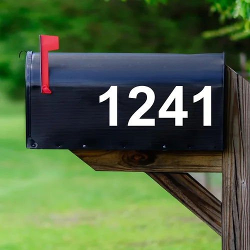 Vista 2 de Calcomanías para buzón Calle # Números de dirección Característica personalizada Adhesivos para buzón de correo Letras de vinilo VWAQ-CMB2 (negro)