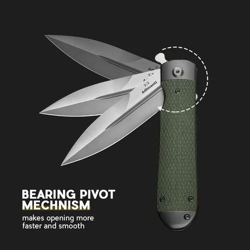 Vista 6 de Firebird GANZO Adimanti Samson-BL - Navaja de bolsillo plegable, hoja de acero D2, mango ergonómico G10 antideslizante con clip, equipo de caza, Azul
