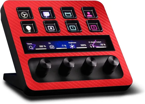 Vista 13 de MightySkins - Piel de fibra de carbono compatible con Elgato Stream Deck + - Morado sólido Acabado de fibra de carbono texturizado protector