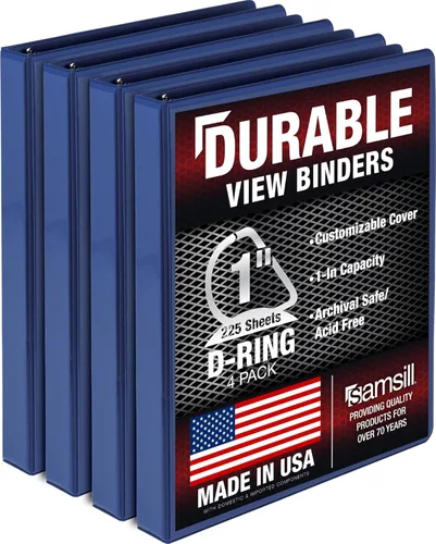 Vista 143 de Samsill - Carpeta duradera de 5 pulgadas, fabricada en los Estados Unidos, con anillos en D, transparente y personalizable, color blanco