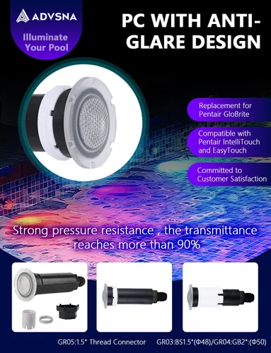 Vista 4 de AC12V - Luz LED RGB de 1.5 pulgadas que cambia de color para piscinas enterradas, cable de 100 pies, compatible con Pentair GloBrite, accesorios