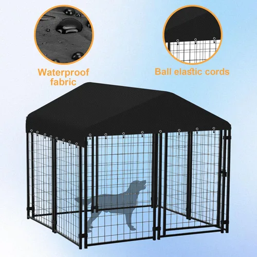 Vista 4 de Funda para perrera de 8.3 x 4.1 pies, tela Oxford resistente al agua 600D, cobertura completa, cubierta al aire libre, a prueba de lluvia, nieve