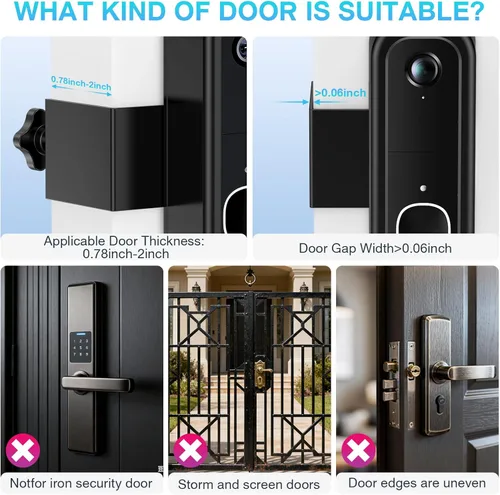 Vista 5 de Soporte antirrobo para timbre compatible con Arlo Video Doorbell 2K/HD (2ª generación), soporte de montaje ajustable sin taladro para cámara