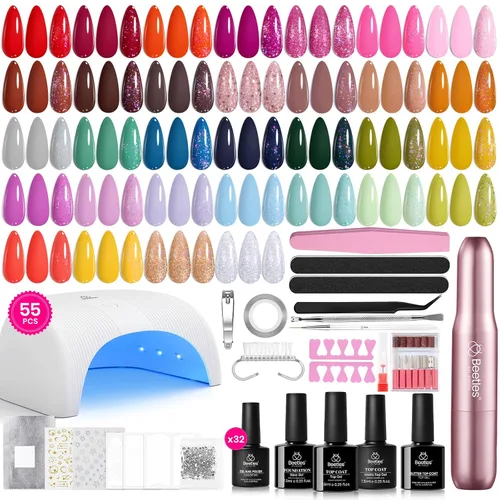 Vista 14 de Beetles - Kit de esmalte de uñas de gel con luz UV, 80 unidades, 55 colores 0 - Encantamiento