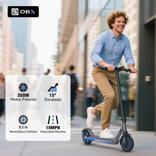 Vista 3 de Electric Scooter Adult 350W/500W Motor, Top 19/22 mph, 8.5'' Solid Tire Azul