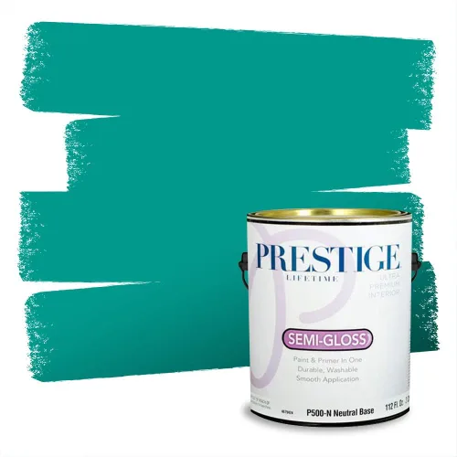Vista 93 de Prestige Paints - Pintura exterior e imprimación en uno, 1 galón, plano, compatibilidad comparable con el color menta «Whipped Mint» de Behr