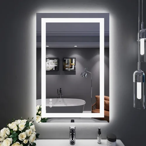 Vista 63 de LOAAO Espejo de Baño LED de 32"X36" con Luces, Anti-Empañamiento, Regulable, Retroiluminado + Iluminado Frontal, Espejo de Tocador de Baño Iluminado