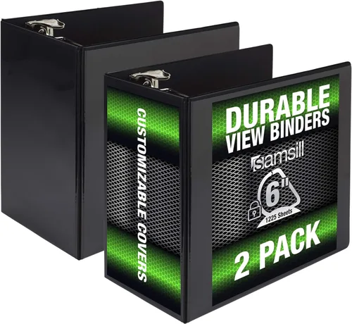 Vista 139 de Samsill - Carpeta duradera de 5 pulgadas, fabricada en los Estados Unidos, con anillos en D, transparente y personalizable, color blanco