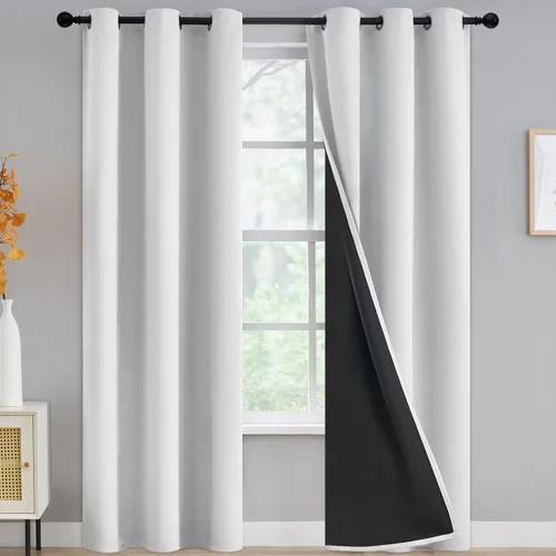 Vista 181 de Yakamok Cortinas 100% opacas para dormitorio, 2 paneles, cortinas de ventana completamente opacas, paneles de ventana con aislamiento térmico