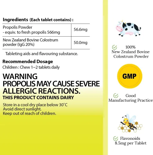 Vista 5 de Hi Well Premium Kids Propolis Plus Grass-Fed Calostro 180 Tabletas (paquete de 3)