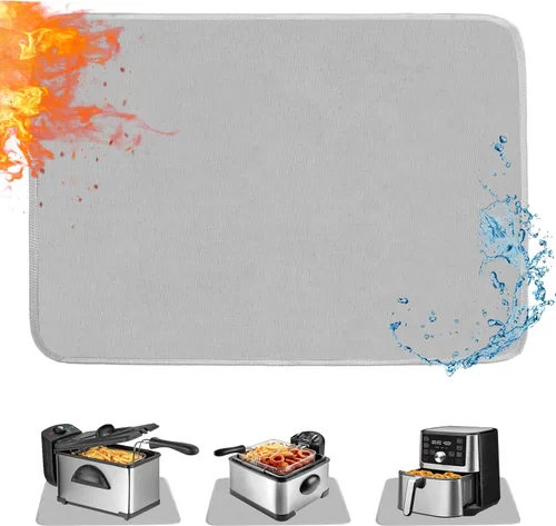 Vista 25 de Alfombrilla resistente al calor para freidora de aire, freidora profunda, horno, almohadillas calientes negras de 12 x 14 pulgadas para protector