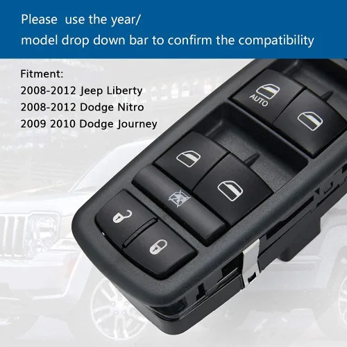 Vista 5 de 8 pines + 13 pines requiere comprobación. Interruptor de ventana eléctrico para Jeep Liberty y Dodge Nitro 2008-2012, Dodge Journey 2009-2010