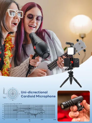 Vista 5 de USKEYVISION Smartphone Vlogging Kit for iPhone 16/15/14 Mini/Pro/Max, Android Smartphone Content Creator Kit w/Microphone Light Auto-Switch Phone