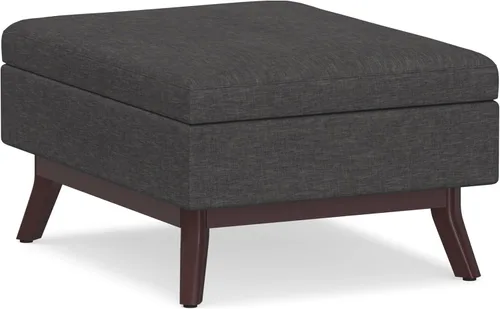 Vista 20 de Simpli Home Owen - Taburete rectangular de 48 pulgadas de ancho, con reposapiés de piel sintética para sala, color marrón