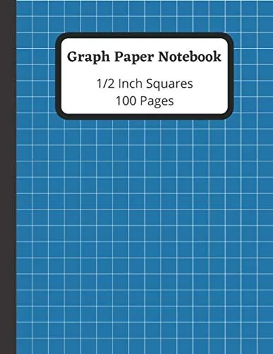 Graph Paper Notebook 12 Inch Squares 100 Pages, Perfect For Kids, Large Composition Notebook With Grid Paper Half Inch Squares, Graphing Paper