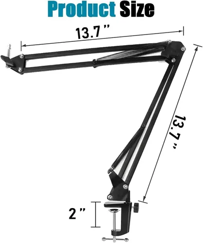 Vista 3 de GLEAM - Soporte de micrófono con brazo para micrófono azul Yeti HyperX QuadCast SoloCast Snowball Fifine Shure SM7B y otros micrófonos, mediano