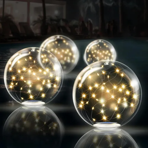 Vista 8 de TIALLY Luces solares flotantes de hadas para piscina, luces LED inflables de 14 pulgadas para piscina enterrada, luces de piscina impermeables que
