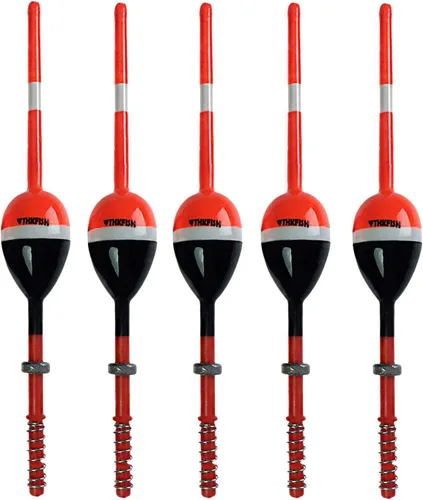 Vista 9 de THKFISH Flotadores de pesca y bobbers flotadores de madera de balsa, bobbers de resorte con bobbers ovalados para peces de panfish crappie, Walleyes