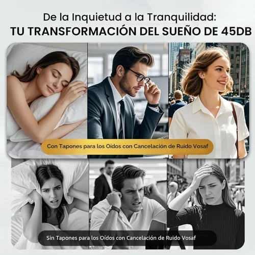 Vista 3 de Tapones para los oídos para dormir, tapones de silicona de 45 dB para reducir el ruido, tapones reutilizables con cancelación de ruido