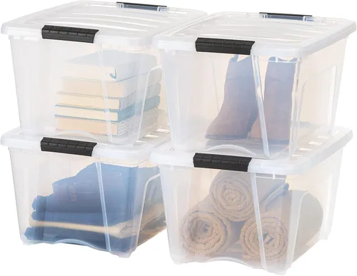 Vista 14 de IRIS USA - Paquete de 6 contenedores de almacenamiento con tapas, 6 cuartos, solución organizadora apilable transparente con cierres, contenedores