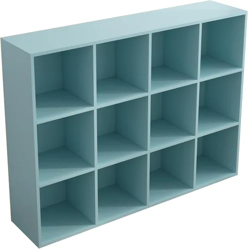 Vista 27 de OSCHF - Estantería de almacenamiento de 6 cubos, estantería de madera de 3 niveles con soporte en el suelo, estantería abierta para el hogar