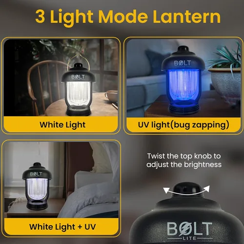 Vista 4 de Linterna de camping + insectos, matamoscas y mosquitos, recargable, portátil, repelente de plagas