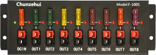 F-1005 9 puertos 40A conector divisor de potencia Distribuidor Fuente Strip, 1 Entrada y 8 Salida.