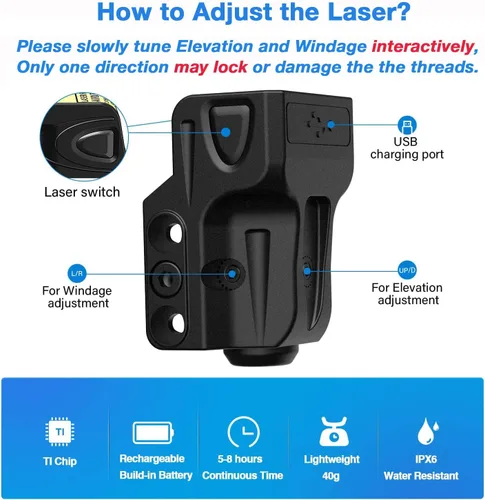 Vista 3 de SOLOFISH Green/Red/Blue Laser Sight for Pistol with Pic-Rail, Rechargeable