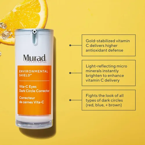 Vista 2 de Murad Vita-C Eyes Dark Circle Corrector - Suero iluminador de vitamina C Environmental Shield - Tratamiento antienvejecimiento para hinchazón