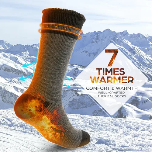 Vista 2 de 2 pares de calcetines gruesos con aislamiento térmico para un invierno cálido en el clima frío