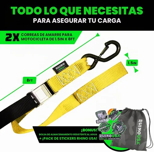 Vista 6 de Rhino USA Cambuckle - Correas de amarre para motocicleta Negro