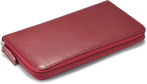 Vista 4 de HISCOW Funda para chequera con cremallera y tarjetero con divisor - Piel de becerro italiana, Rojo vino, Classic