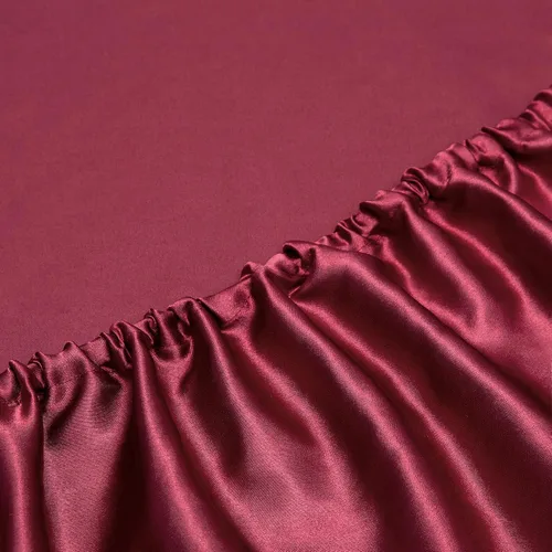 Vista 6 de Vonty Satin Sheets Queen Size Silky Soft Satin Bed Sheets Burgundy Sheet Set, 1 Deep Pocket Fitted Sheet + 1 Flat Sheet + 2 Pillowcases