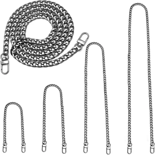 Vista 12 de 4 cinturones de cadena plana de hierro de diferentes tamaños, cinturón de repuesto de bolso, cinturón de hombro, cinturón de cadena de cartera