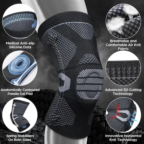Vista 44 de NEENCA - Rodillera profesional de compresión, tecnología de punto horizontal, grado médico, para desgarro de menisco, ligamento anterior cruzado