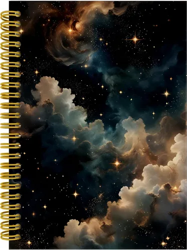 Vista 24 de Dark Witchy Moon Stars Notebook Journal, Celestial Astrology Witchy Gifts for Women Journal, Crescent Moon Face Starry Forest Spiral Notebook