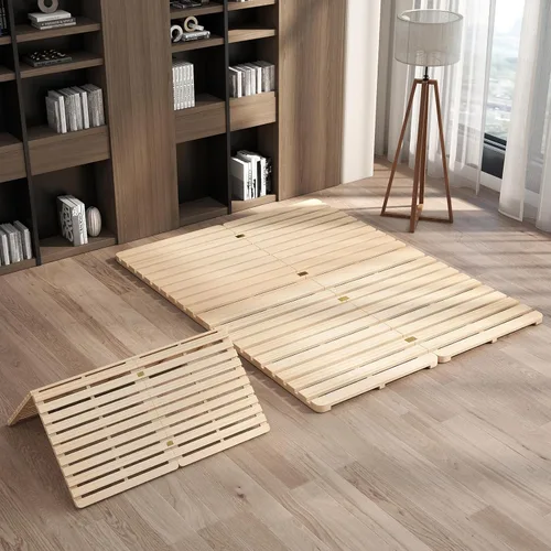 Vista 12 de LILYPELLE Marco de cama de suelo, marco de cama plegable de tatami, placa de cama transpirable a prueba de humedad, cama japonesa de suelo, marco