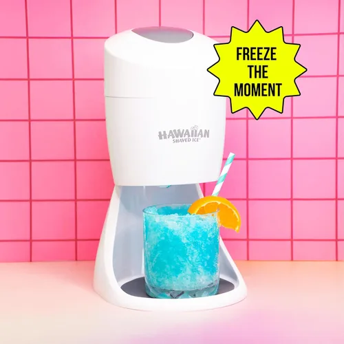 Vista 5 de Hawaiian Shaved Ice, Máquina Trituradora de Hielo y Paquete de Jarabes para Fiesta , Blanco