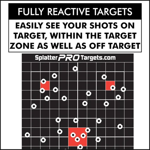 Vista 3 de Objetivos de salpicaduras de 12 x 18. Los disparos estallan con una salpicadura brillante al impactar. Ve tus tomas al instante.