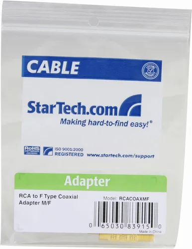 Vista 3 de StarTech.com Cable coaxial RCA a F de una pieza - M/F - Adaptador de cable coaxial tipo RCA a RG6 F chapado en oro (RCACOAXMF)