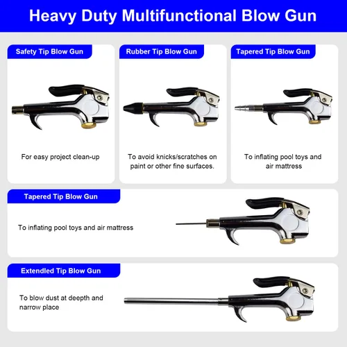 Vista 4 de YOTOO Kit de accesorios para compresor de aire, kit de herramientas de aire NPT de 1/4 pulgadas de alta resistencia con medidor de inflado