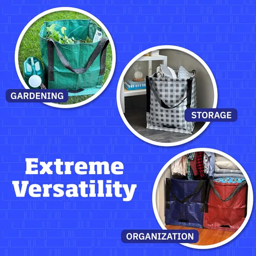 Vista 3 de DURASACK Bolsa de almacenamiento de alta resistencia de 22 galones, bolsa de mudanza de polipropileno tejido resistente, diseño reutilizable