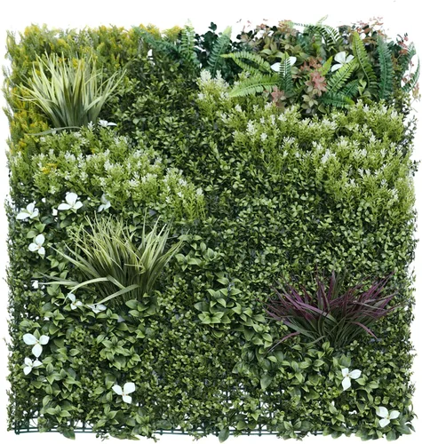 Vista 12 de ECOOPTS Rejilla de privacidad de hiedra sintética, paneles artificiales de boj de 20 x 20 pulgadas, plantas de seto topiario para decoración