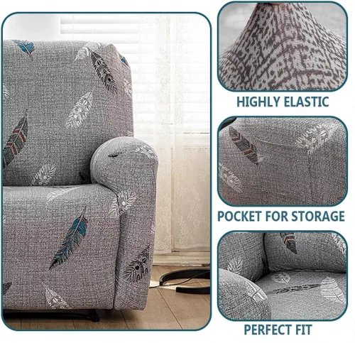 Vista 43 de Lazyboy - Funda para silla reclinable, 4 piezas, fundas para sofá reclinable, fundas antideslizantes y reclinables con bolsillos de almacenamiento