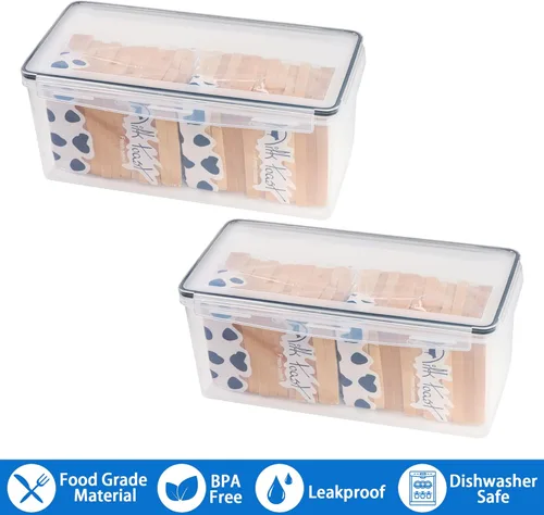 Vista 3 de Tiawudi Paquete de 2 cajas de pan, contenedor de pan de plástico, soporte grande para sándwiches, contenedor de almacenamiento de pan para encimera