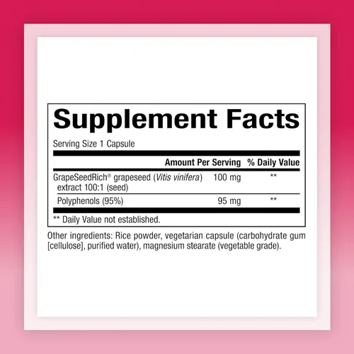 Vista 2 de Natural Factors, GrapeSeedRich Extracto de semilla de uva, soporte antioxidante para una respuesta inflamatoria saludable, 90 cápsulas