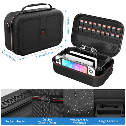 Vista 3 de 27 in 1 Switch OLED Accessories Bundle for Switch OLED Model Upgraded 2023, OLED Carrying Storage Case, Dockable OLED Protective Case, OLED Screen